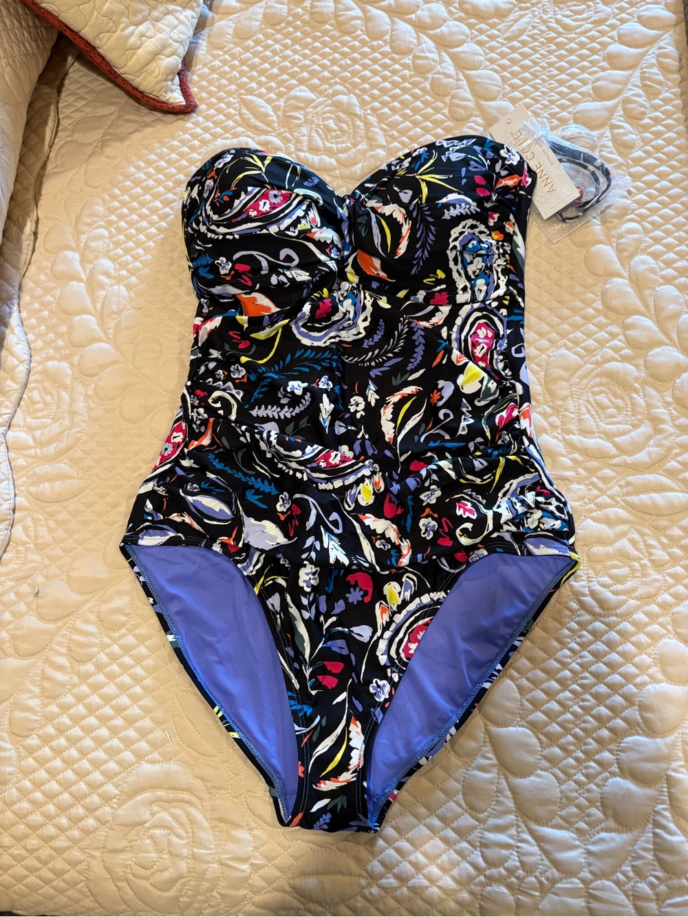 Ann Cole Twist Front Shirred One-Piece Swimsuit NWT size 12